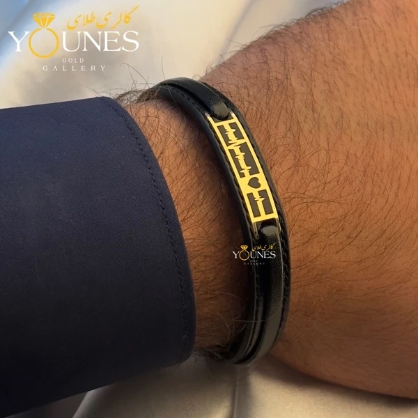 دستبند طلا چرم مردانه L158